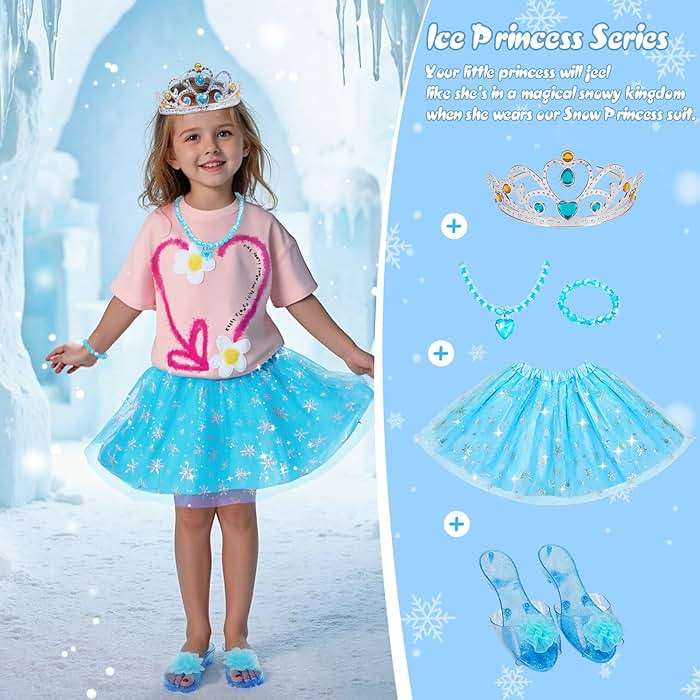Meland Princess Dress Up for Girls - Dress Up Clothes with Shoes & Skirts, Princess Toys for Toddler Girl 3,4,5,6 Years - Image 3