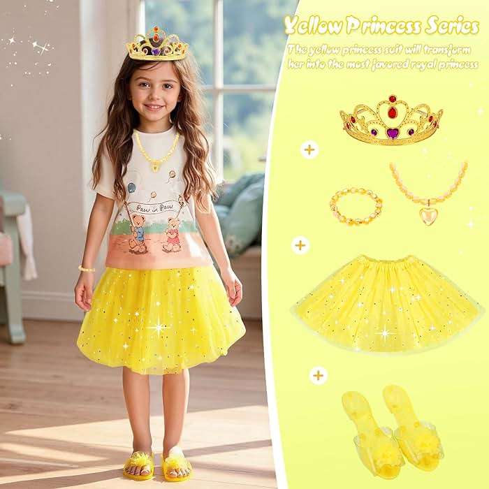 Meland Princess Dress Up for Girls - Dress Up Clothes with Shoes & Skirts, Princess Toys for Toddler Girl 3,4,5,6 Years - Image 4