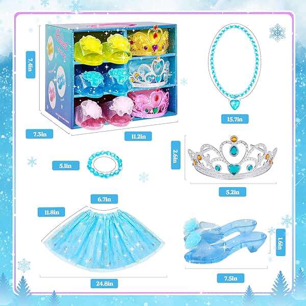 Meland Princess Dress Up for Girls - Dress Up Clothes with Shoes & Skirts, Princess Toys for Toddler Girl 3,4,5,6 Years - Image 8