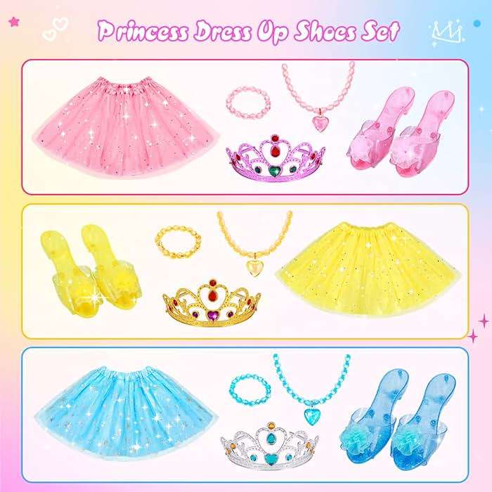 Meland Princess Dress Up for Girls - Dress Up Clothes with Shoes & Skirts, Princess Toys for Toddler Girl 3,4,5,6 Years - Image 9
