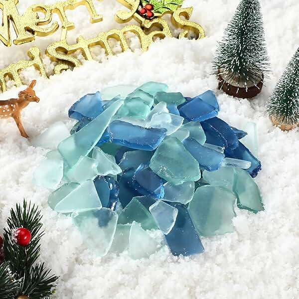 Jetec Sea Glass for Crafts Pieces Seaglass Decor Flat Frosted Sea Glass Ornaments Vase Filler Crushed for Beach Wedding Party Decor Home Aquarium DIY Craft Supplies,11 oz(Blue, White, Green) - Image 2