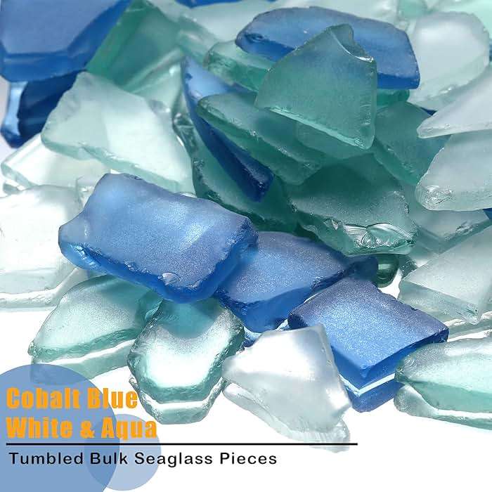 Jetec Sea Glass for Crafts Pieces Seaglass Decor Flat Frosted Sea Glass Ornaments Vase Filler Crushed for Beach Wedding Party Decor Home Aquarium DIY Craft Supplies,11 oz(Blue, White, Green) - Image 3