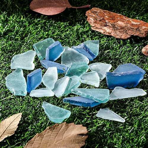 Jetec Sea Glass for Crafts Pieces Seaglass Decor Flat Frosted Sea Glass Ornaments Vase Filler Crushed for Beach Wedding Party Decor Home Aquarium DIY Craft Supplies,11 oz(Blue, White, Green) - Image 5