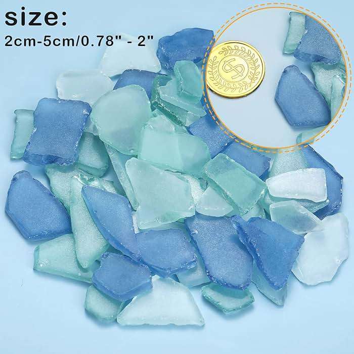 Jetec Sea Glass for Crafts Pieces Seaglass Decor Flat Frosted Sea Glass Ornaments Vase Filler Crushed for Beach Wedding Party Decor Home Aquarium DIY Craft Supplies,11 oz(Blue, White, Green) - Image 6