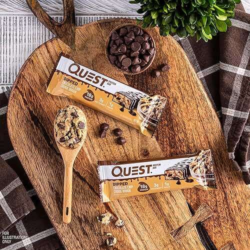 Quest Nutrition Dipped Chocolate Chip Cookie Dough Protein Bars, 18g Protein, 3g Net Carbs, Gluten Free, 1.76 Oz, 12 Count - Image 4