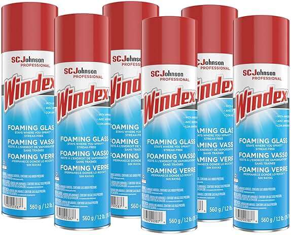 SC Johnson Professional Windex Foaming Glass Cleaner, Fresh, 20 oz Aerosol Spray, 6/Carton (333813) - Image 1