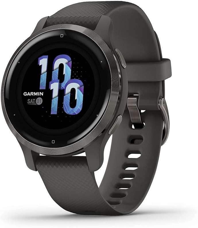Garmin Venu 2S, Smaller-Sized GPS Smartwatch with Advanced Health Monitoring and Fitness Features, Slate Bezel with Graphite Case and Silicone Band, (010-02429-00) (Renewed) - Image 1