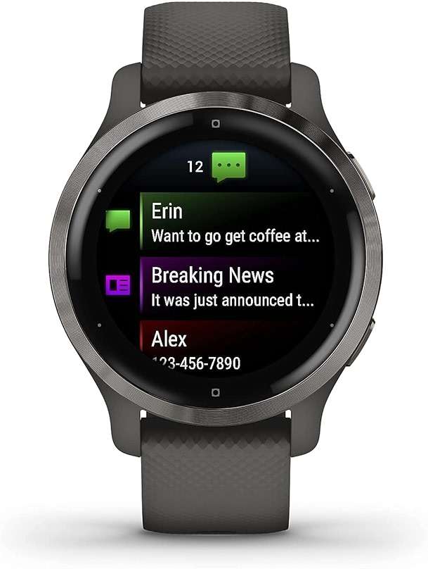 Garmin Venu 2S, Smaller-Sized GPS Smartwatch with Advanced Health Monitoring and Fitness Features, Slate Bezel with Graphite Case and Silicone Band, (010-02429-00) (Renewed) - Image 2