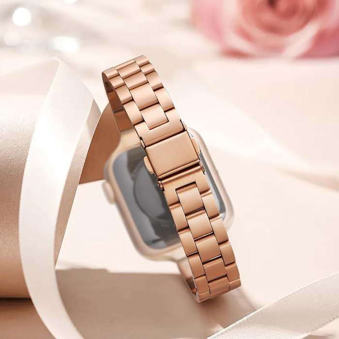 OMIU Thin Bands Compatible with Apple Watch 40mm 38mm 41mm 42mm (Series 10 11), Stainless Steel Metal Replacement Adjustable Wristband Strap for iWatch Ultra3/2/1 SE1/2/3 Series 9/8/7/6/5/4/3/2/1 Women - Image 2