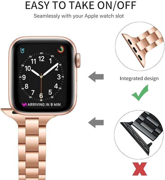 OMIU Thin Bands Compatible with Apple Watch 40mm 38mm 41mm 42mm (Series 10 11), Stainless Steel Metal Replacement Adjustable Wristband Strap for iWatch Ultra3/2/1 SE1/2/3 Series 9/8/7/6/5/4/3/2/1 Women - Image 8