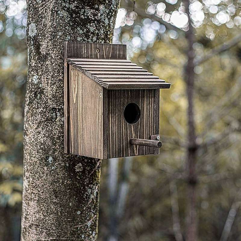 NATUREYLWL Weatherproof Bird House, Wooden Bird Houses for Outside with Pole, Durable Birdhouse for Finch, Bluebird, Cardinals, Hanging Birdhouse Garden Country Cottages - Image 2