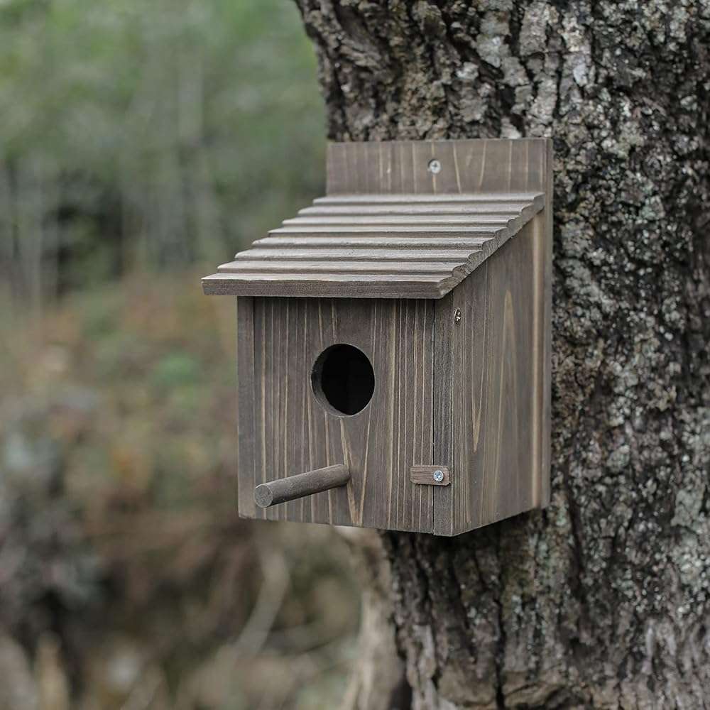 NATUREYLWL Weatherproof Bird House, Wooden Bird Houses for Outside with Pole, Durable Birdhouse for Finch, Bluebird, Cardinals, Hanging Birdhouse Garden Country Cottages - Image 4