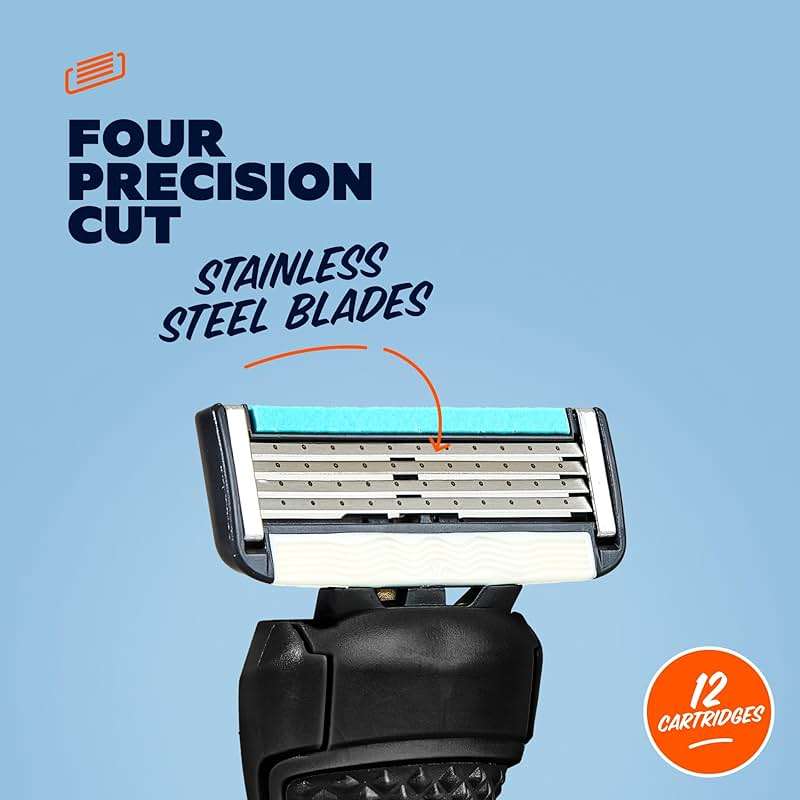 Dollar Shave Club | 4 Blade Razor Refills (12 Pack) | Swift Rinse Blades for Longer and Thicker Hair - Image 4