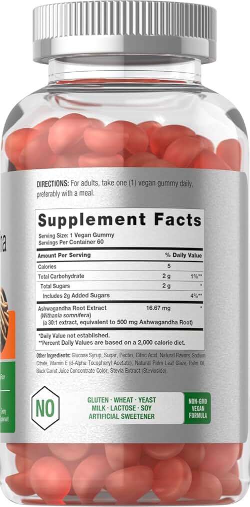 Horbäach Ashwagandha Gummies | 60 Vegan Chewable Gummies | Tropical Flavor | Supplement for Men and Women | Herb Root Extract | Vegan, Non-GMO, Gluten Free - Image 2