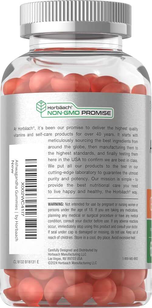 Horbäach Ashwagandha Gummies | 60 Vegan Chewable Gummies | Tropical Flavor | Supplement for Men and Women | Herb Root Extract | Vegan, Non-GMO, Gluten Free - Image 3