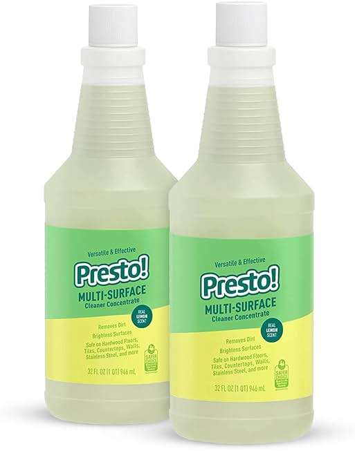 Amazon Brand - Presto! Multi-Surface Cleaner Concentrate, 2X Concentrated Formula, Lemon Scent, Streak-Free All Purpose Cleaner for Hardwood Floors, Tile, Countertops, 32 fl oz, 2-Pack - Image 1