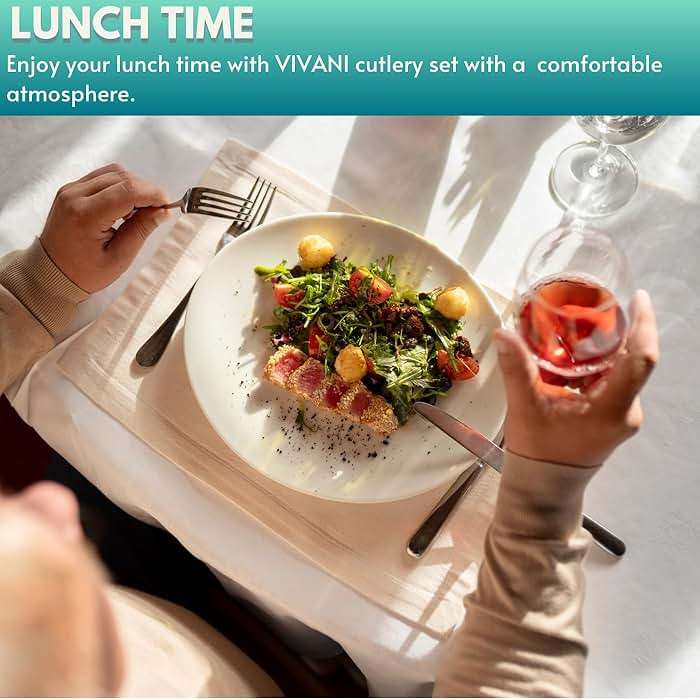 VIVANI 16 Piece Silverware Set for 4, Premium Stainless Steel Cutlery Set, Utensil Sets, Flatware Sets for 4, Forks Spoons and Knives Set Dishwasher Safe for Home Kitchen | Dishwasher safe, Ergonomic handle, Mirror polished, Rust resistant for Home, Kitchen, Dorms, Apartments and Hosting - Image 6