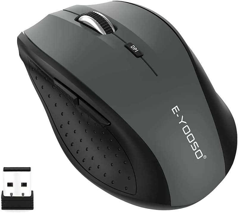 E-YOOSO Wireless Mouse for Laptop, Portable Optical Computer Mouse, 6 Buttons, Cordless 2.4GHz with USB Receiver, 5-Level 4800 DPI, 18 Months Battery Life for PC Chromebook Windows Mac - Image 1
