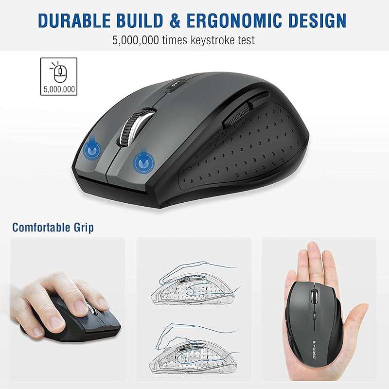 E-YOOSO Wireless Mouse for Laptop, Portable Optical Computer Mouse, 6 Buttons, Cordless 2.4GHz with USB Receiver, 5-Level 4800 DPI, 18 Months Battery Life for PC Chromebook Windows Mac - Image 6