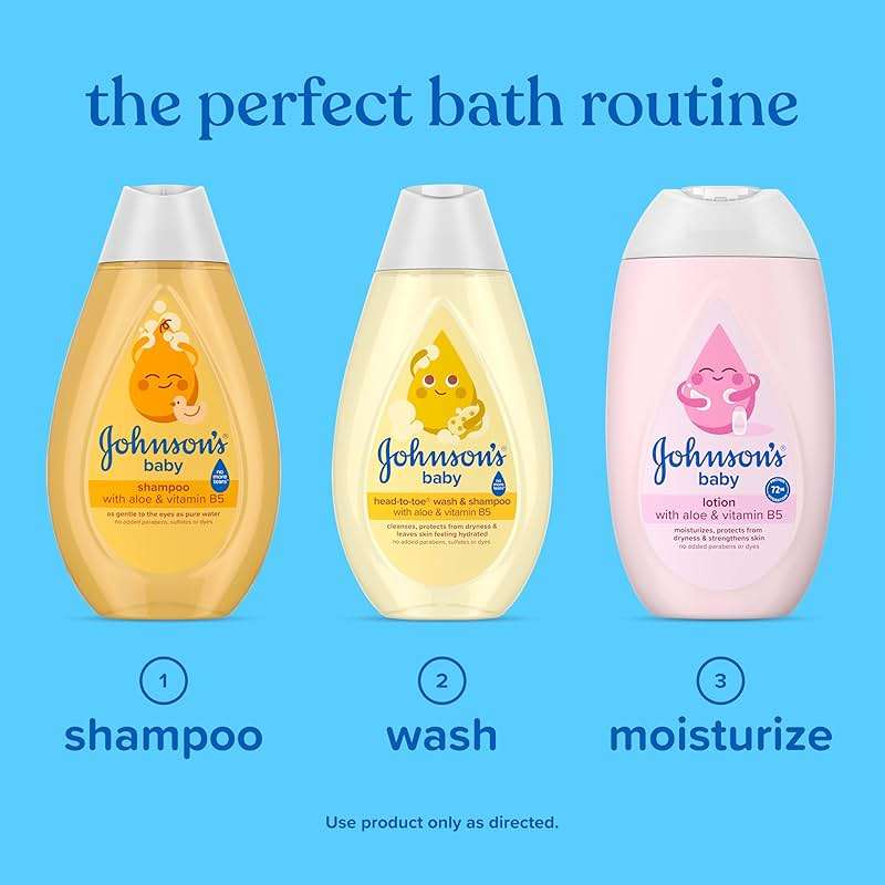 Johnson's Baby Head-To-Toe Baby Wash & Shampoo + Aloe & Vitamin B5, 2-in-1 Bath Wash Gently Cleanses Newborn's Delicate Skin & Hair, Hypoallergenic, No Added Parabens, Dyes & Sulfates, 13.6 fl. Oz - Image 4