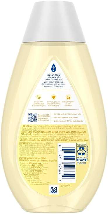 Johnson's Baby Head-To-Toe Baby Wash & Shampoo + Aloe & Vitamin B5, 2-in-1 Bath Wash Gently Cleanses Newborn's Delicate Skin & Hair, Hypoallergenic, No Added Parabens, Dyes & Sulfates, 13.6 fl. Oz - Image 6