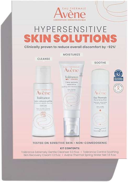 Avène Hypersensitive Skin Starter Kit, Complete Hypersensitive Skin Care Routine, Cream, Cleanser, and Spray - Image 1