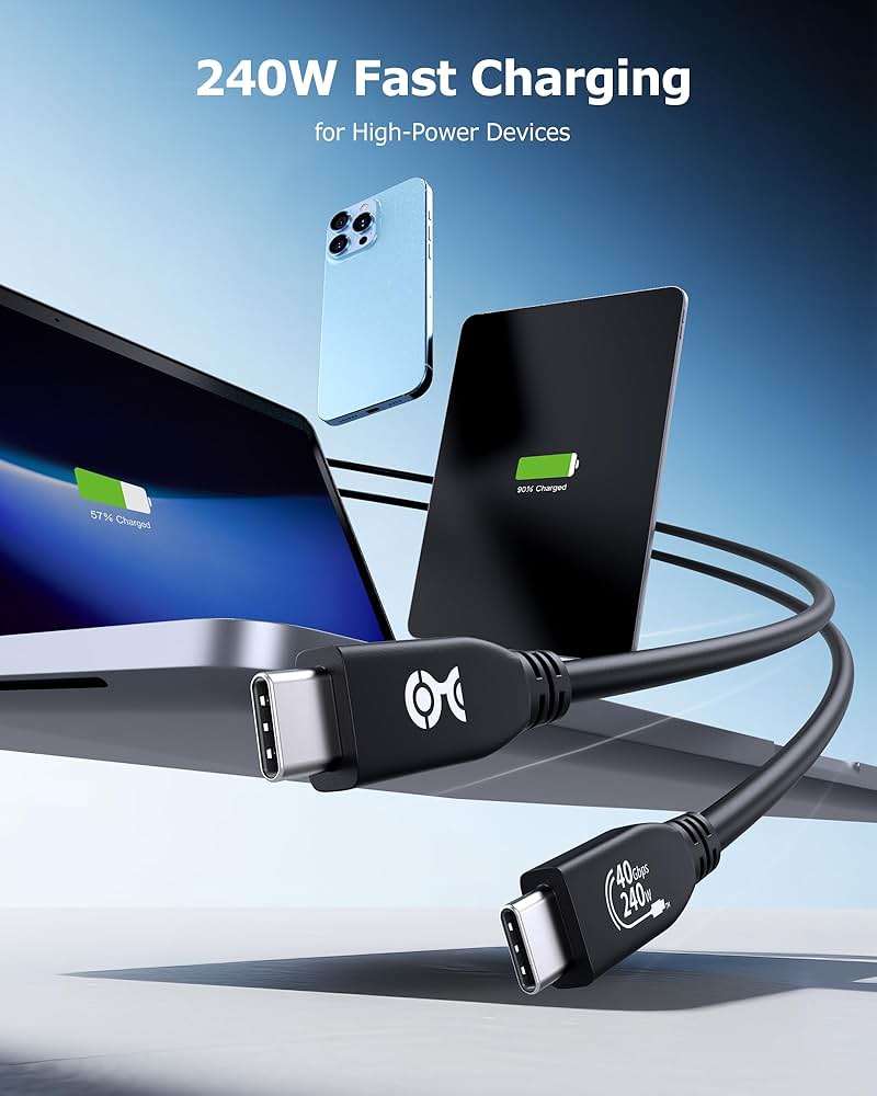 Cable Matters [USB-IF Certified] 40Gbps USB 4 Cable - 3.3ft, Supports Up to [8K@60Hz / 4K@240Hz Video, 240W Charging, 40Gbps Data Transfer] USB4 Cable, Black, Compatible with Thunderbolt 4, MacBook - Image 6
