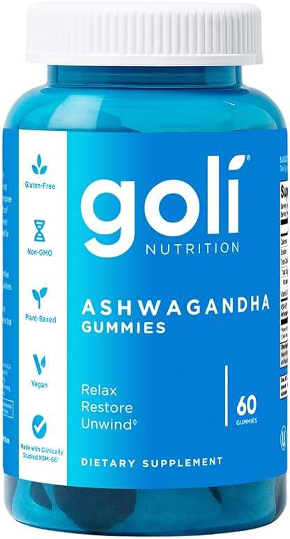Goli Ashwagandha & Vitamin D Gummy - 60 Count - Mixed Berry, KSM-66, Vegan, Plant Based, Non-GMO, Gluten-Free & Gelatin Free Relax. Restore. Unwind, Pack of 1 - Image 1