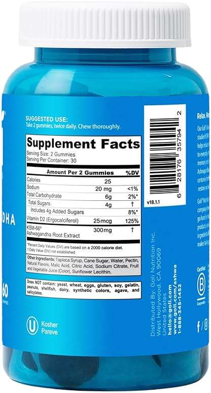 Goli Ashwagandha & Vitamin D Gummy - 60 Count - Mixed Berry, KSM-66, Vegan, Plant Based, Non-GMO, Gluten-Free & Gelatin Free Relax. Restore. Unwind, Pack of 1 - Image 3