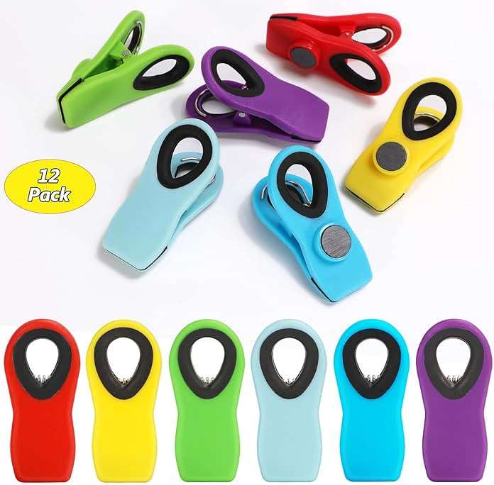 12 Pack Chip Clips Bag Clip, Magnetic Food Clip for Chips, Bread, Snacks, Kitchen, Refrigerator, Clothes Pins Multicolor - Image 3