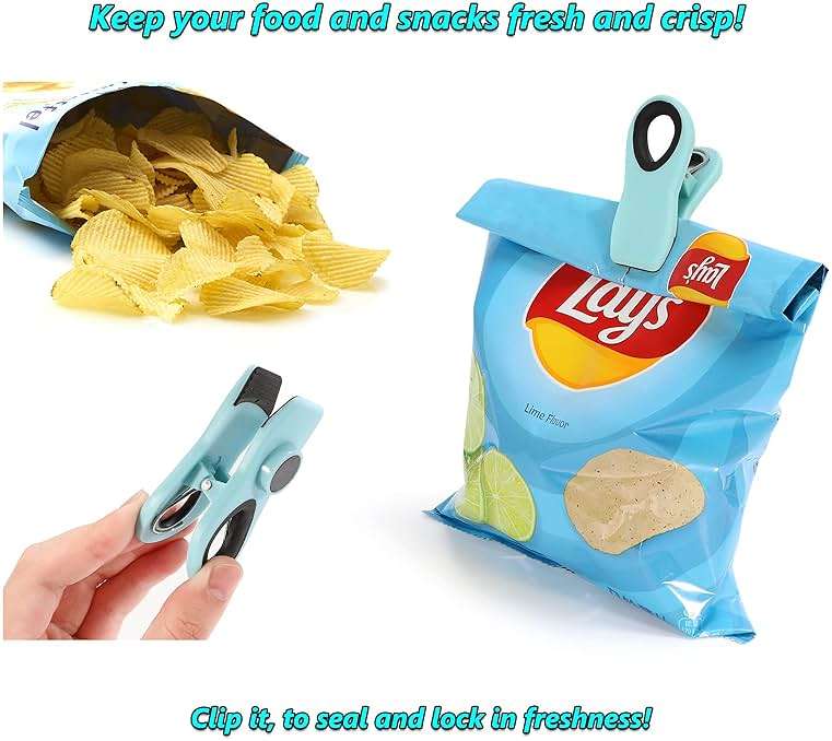 12 Pack Chip Clips Bag Clip, Magnetic Food Clip for Chips, Bread, Snacks, Kitchen, Refrigerator, Clothes Pins Multicolor - Image 5
