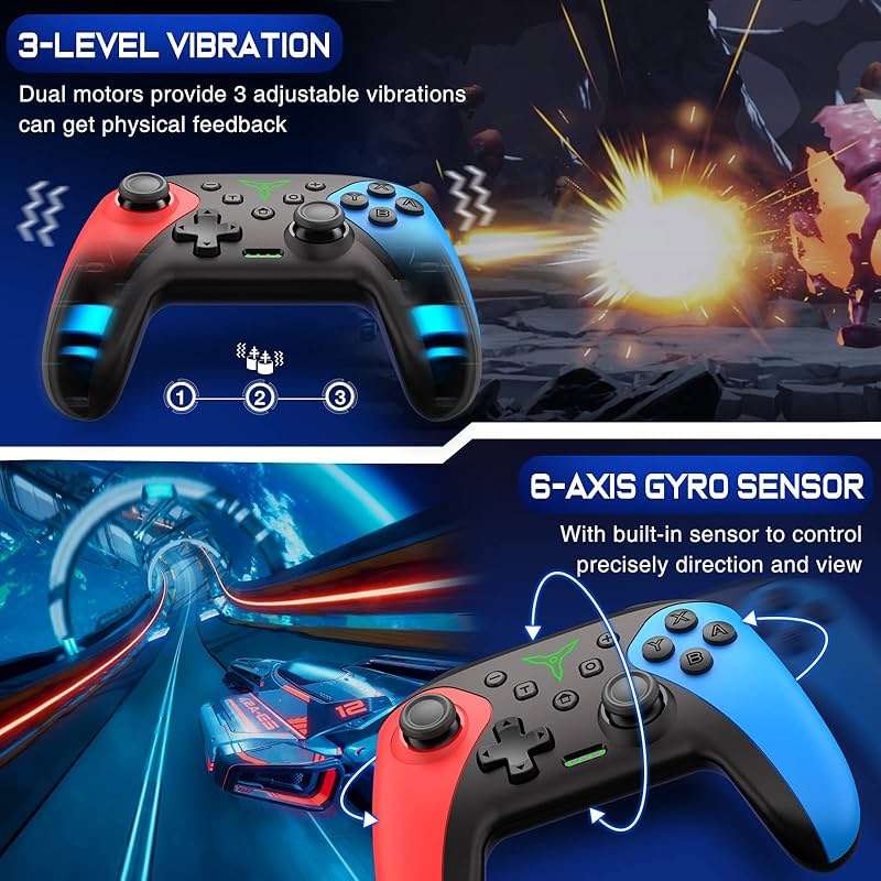 Wireless Switch Controller for Nintendo Switch/Switch 2/Lite/OLED Controller, Switch Controller with a Mouse Touch Feeling on Back Buttons, Extra Switch Pro Controller with Wake-up,Programmable, Turbo Function - Image 4