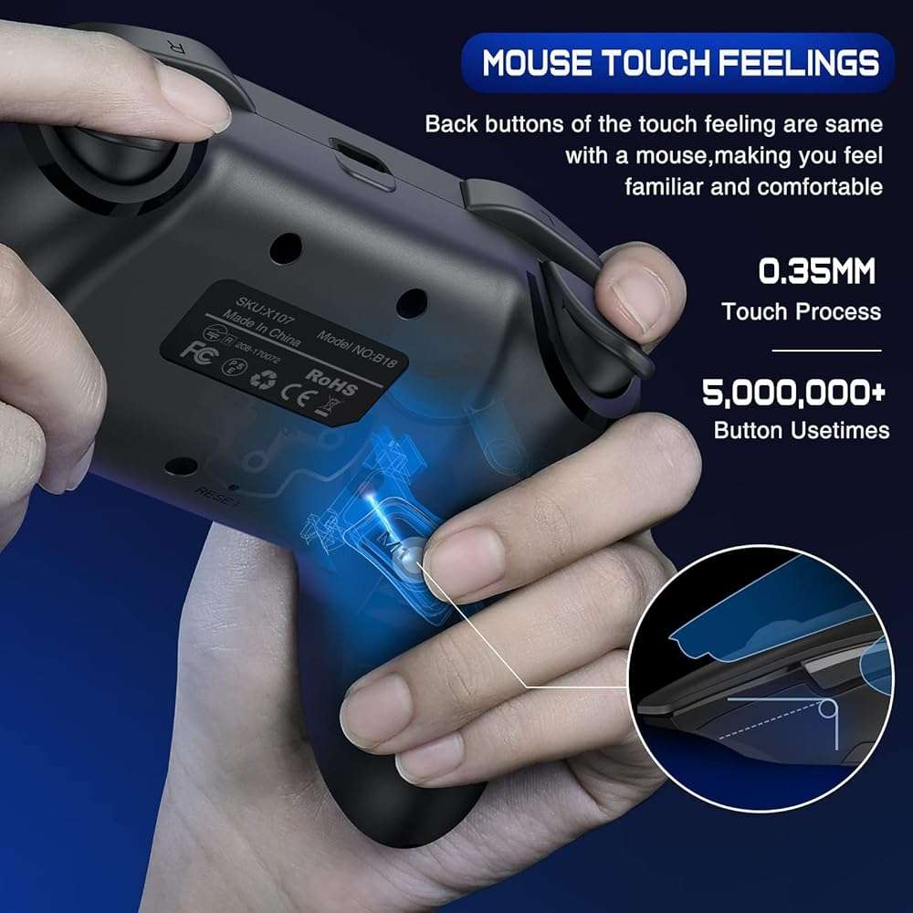 Wireless Switch Controller for Nintendo Switch/Switch 2/Lite/OLED Controller, Switch Controller with a Mouse Touch Feeling on Back Buttons, Extra Switch Pro Controller with Wake-up,Programmable, Turbo Function - Image 5