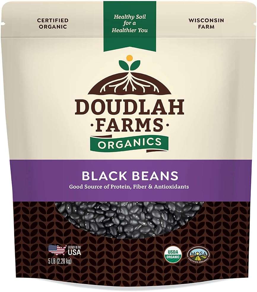 Organic Dried Black Beans 5 lb, Low-Sodium, Non-GMO, Farmed From Regenerative Soil, Tested Clean Certified – Rich in Fiber & Protein – Perfect for Soups, Burritos, Salads & Chili by a Wisconsin Family Farm - Image 1