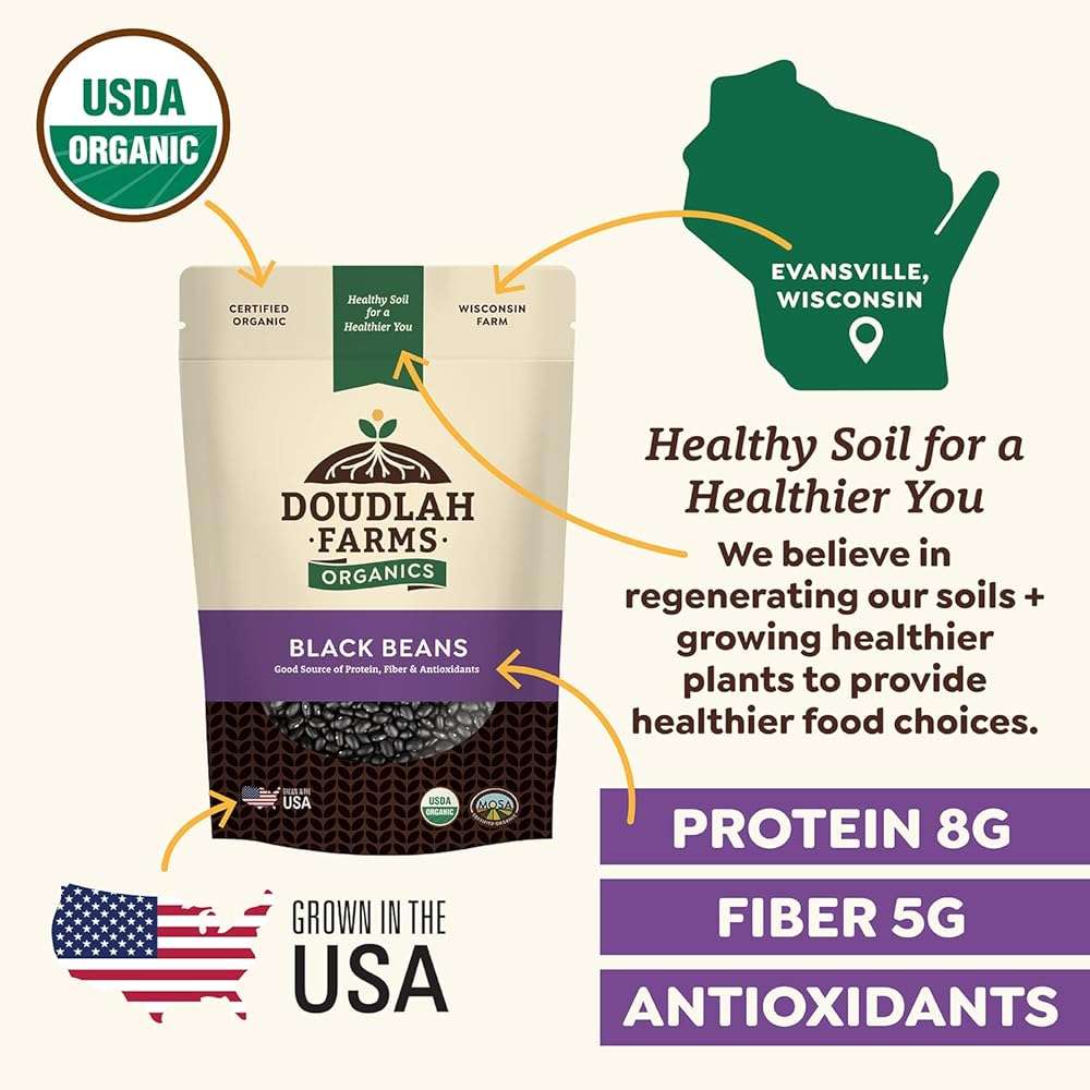 Organic Dried Black Beans 5 lb, Low-Sodium, Non-GMO, Farmed From Regenerative Soil, Tested Clean Certified – Rich in Fiber & Protein – Perfect for Soups, Burritos, Salads & Chili by a Wisconsin Family Farm - Image 5