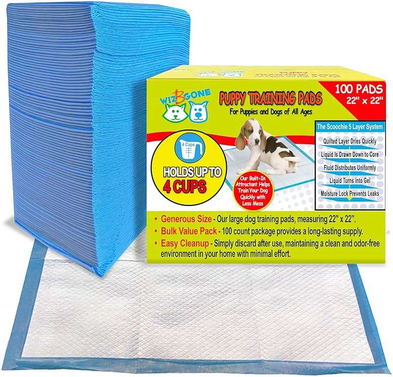 Scoochie Pets Large Dog Training Pads - 100 Pack Puppy Pads, 22 x 22 Absorbent Sheets for Adult & Young Pets - Convenient Box of Leak-Proof Pee Pads for Dogs, Ideal for Home & Travel - Image 1