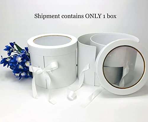 UNIKPACKAGING Premium Quality Round Flower/Gift Box 2 TIER w Lid, Size 7.8 dia x 7 inch for Luxury Arrangements (White) - Image 2