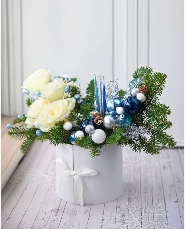 UNIKPACKAGING Premium Quality Round Flower/Gift Box 2 TIER w Lid, Size 7.8 dia x 7 inch for Luxury Arrangements (White) - Image 3