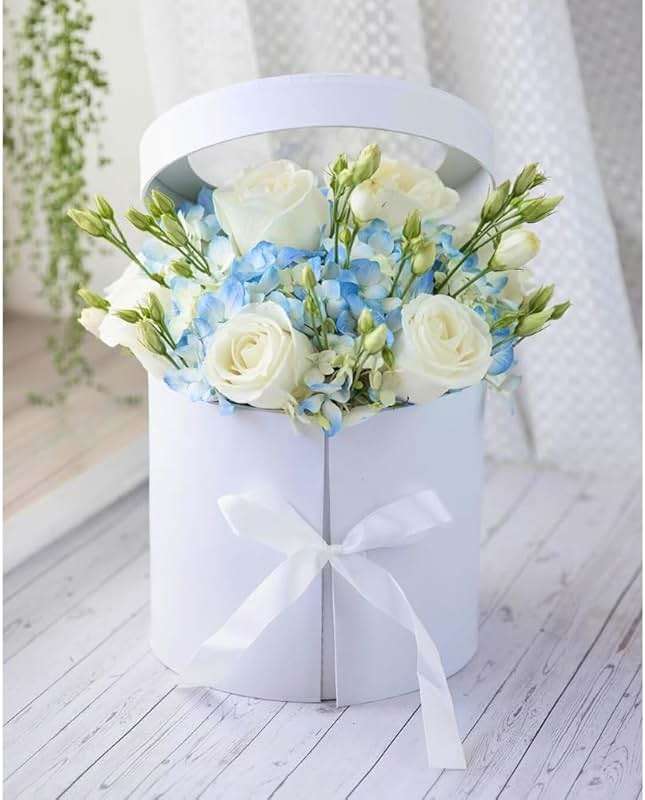 UNIKPACKAGING Premium Quality Round Flower/Gift Box 2 TIER w Lid, Size 7.8 dia x 7 inch for Luxury Arrangements (White) - Image 6