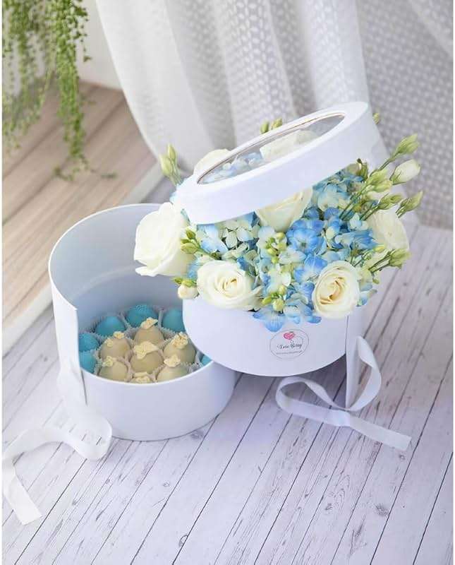 UNIKPACKAGING Premium Quality Round Flower/Gift Box 2 TIER w Lid, Size 7.8 dia x 7 inch for Luxury Arrangements (White) - Image 7