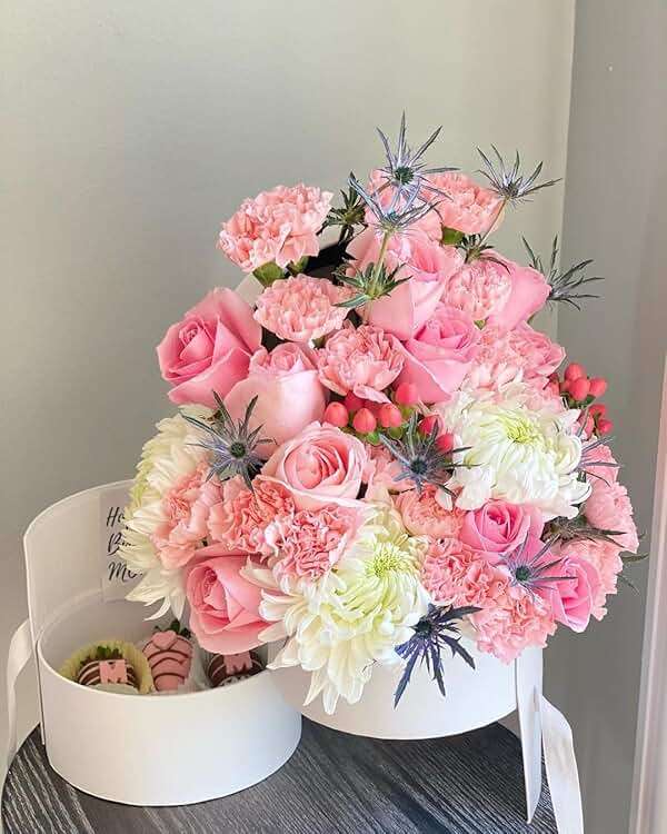 UNIKPACKAGING Premium Quality Round Flower/Gift Box 2 TIER w Lid, Size 7.8 dia x 7 inch for Luxury Arrangements (White) - Image 9