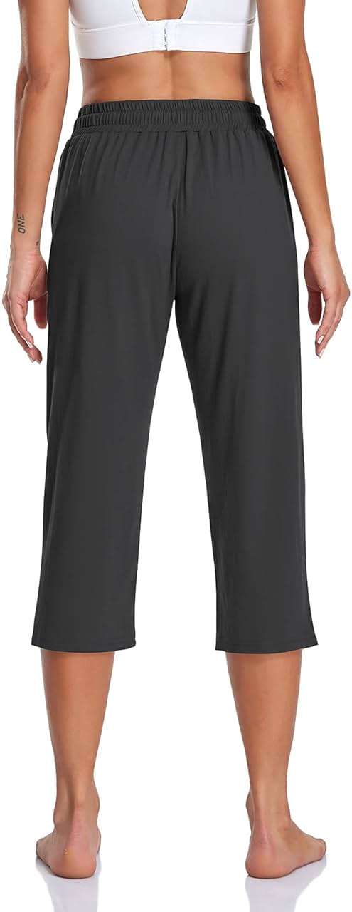 TARSE Women's Capri Yoga Pants Loose Soft Drawstring Workout Sweatpants Causal Lounge Pants with Pockets - Image 2