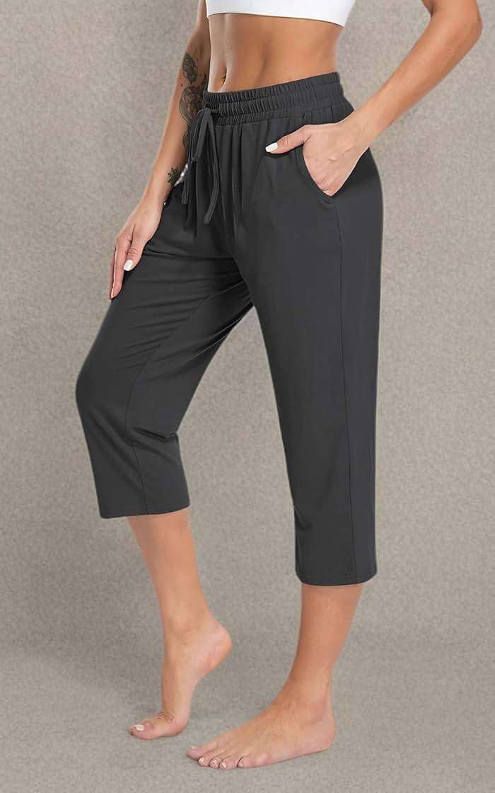 TARSE Women's Capri Yoga Pants Loose Soft Drawstring Workout Sweatpants Causal Lounge Pants with Pockets - Image 4