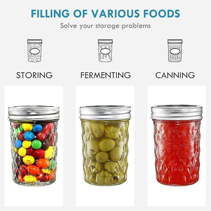 YEBODA 12 Pack Mason Jars 8 oz Glass Jars with Lids and Bands Canning Jars Ideal for Preserving, Jam, Honey, Jelly, Wedding Favors, Shower Favors, Sauces, Yogurt, DIY Spice Jars - Image 5