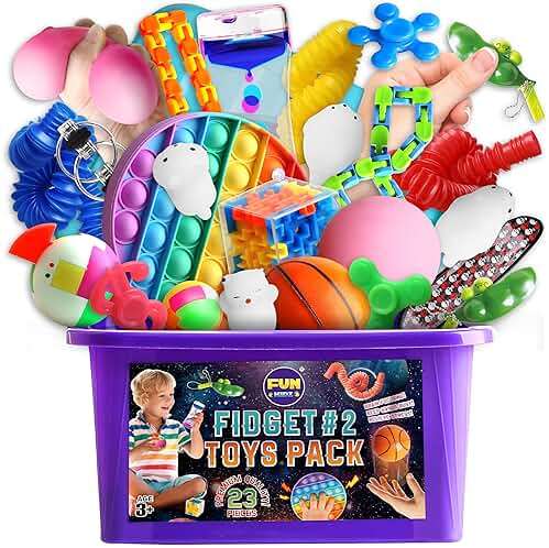 Fidget Pack Box for Boys Girls 4-12, FunKidz Fidget Toys for Kids 5-7 Autistic Sensory Mystery Birthday Gifts in Reusable Portable Treasure Box Nice Party Favors - Image 1