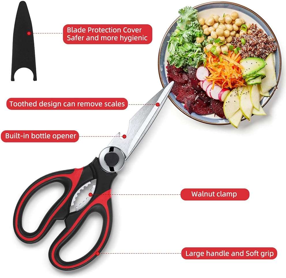 Heavy Duty Kitchen Scissors 2-Pack, Ultra Sharp Stainless Steel Meat Shears for Spatchcocking Chicken, Poultry, Fish & Herbs, Dishwasher Safe Multi-purpose Cooking Scissors with Ergonomic Comfort Grip - Image 3