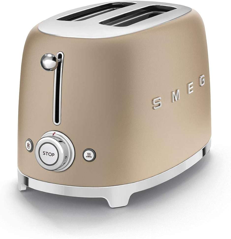 SMEG 2 Slice Toaster with 6 Presets and Defrost Function and Removable Crumb Tray TSF01CHMUS, Matte Champagne - Image 4