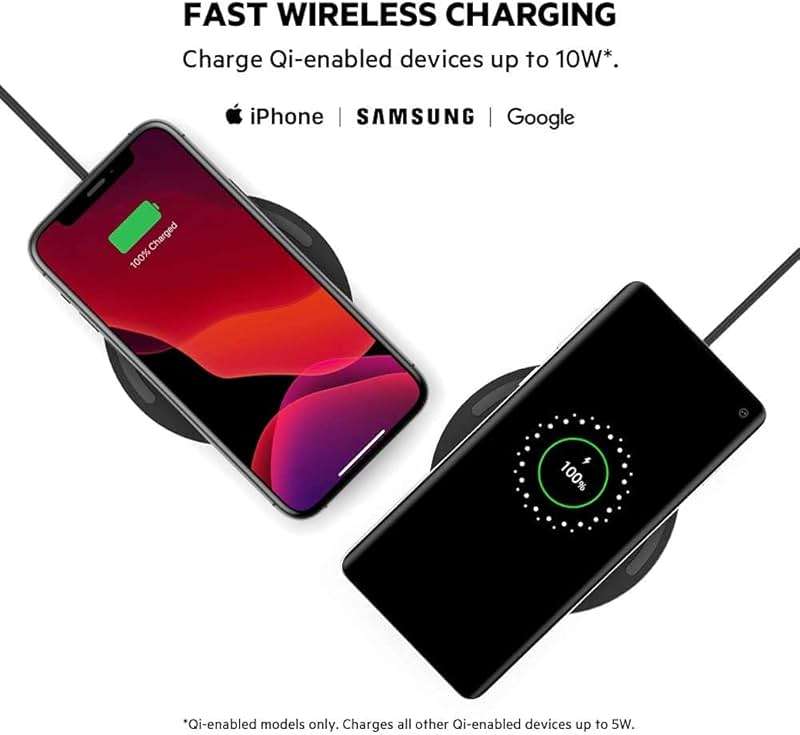 Belkin Quick Charge Wireless Charging Pad - 10W Qi-Certified Charger Pad for Apple iPhone, Samsung Galaxy, Airpods Pro & More, Charge While Listening to Music, Streaming Videos - 2-Pack Black (No PSU) - Image 2
