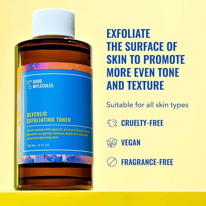 Good Molecules Glycolic Exfoliating Toner - Hyaluronic and Glycolic Acid Daily Toner for Face - Cleansing Facial Exfoliant for Glowing Even Skin Tone, Skin Care - Image 2