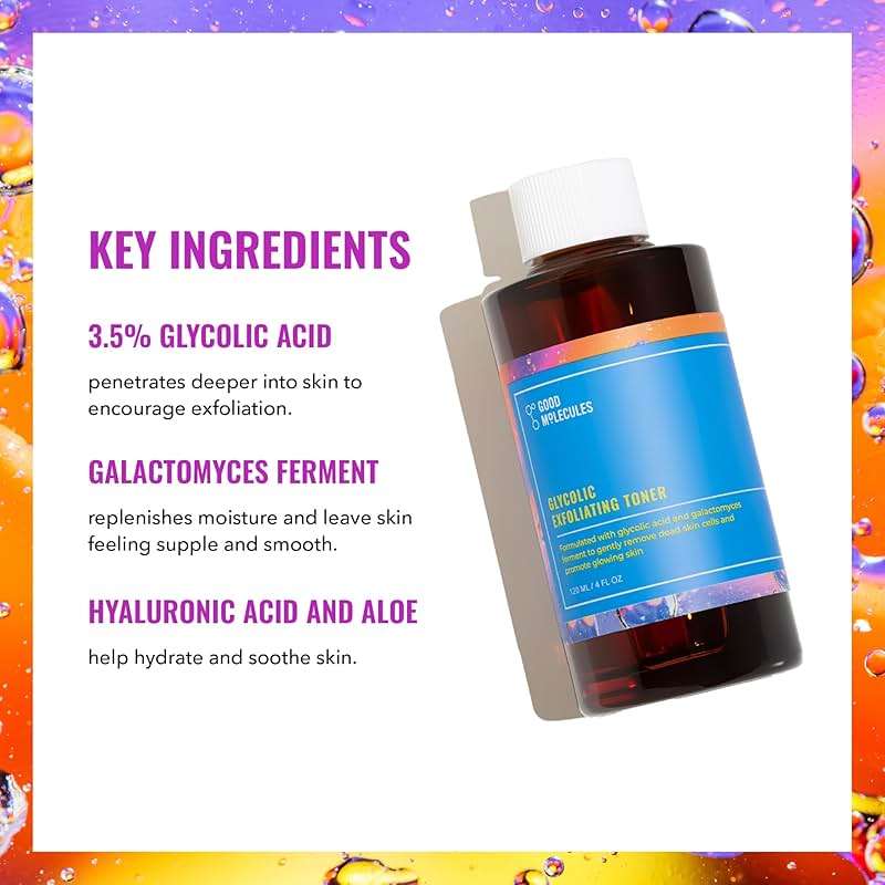 Good Molecules Glycolic Exfoliating Toner - Hyaluronic and Glycolic Acid Daily Toner for Face - Cleansing Facial Exfoliant for Glowing Even Skin Tone, Skin Care - Image 3